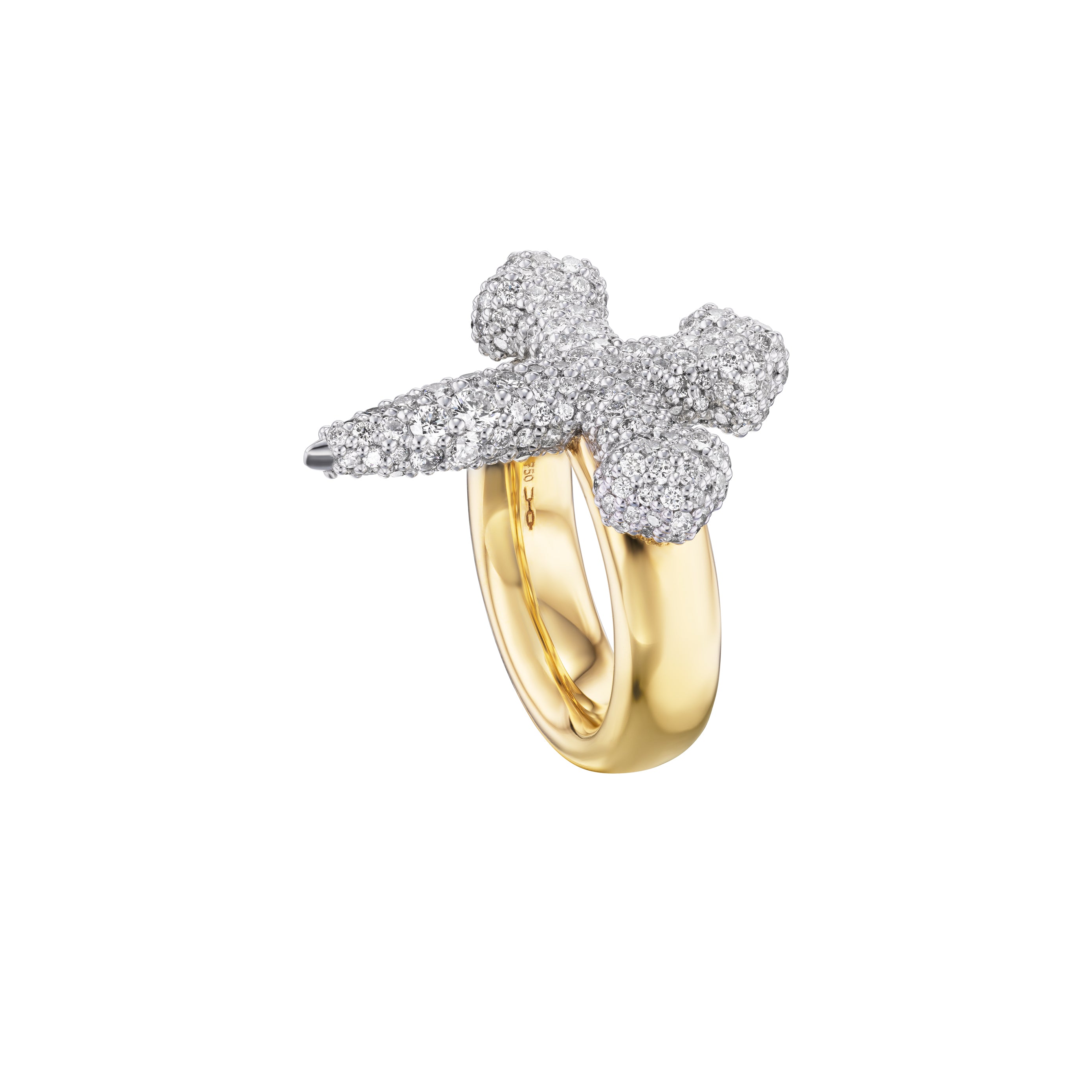 PAVÉ CROSS GAUGE RING