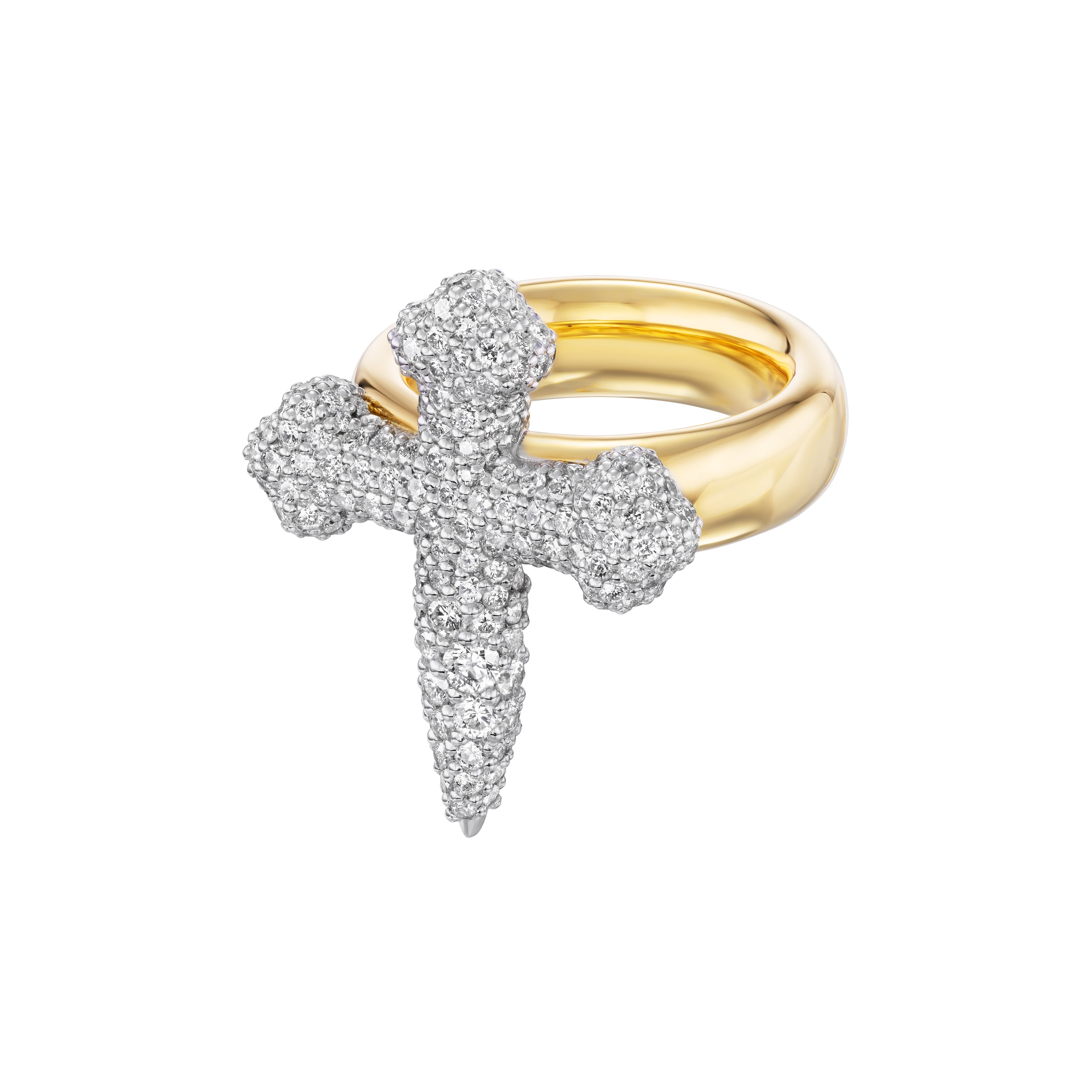 PAVÉ CROSS GAUGE RING